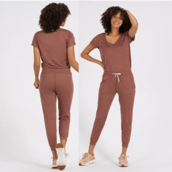 Vuori Pants - Vuori All Day Romper Jumpsuit in Terracotta Heather